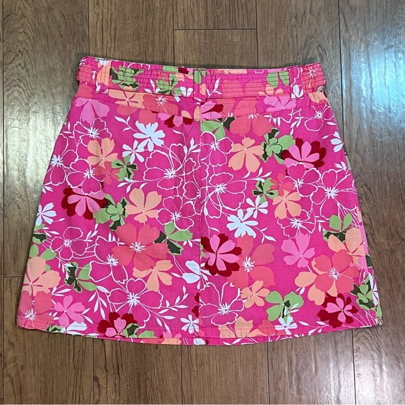 White Stag Hot Pink Y2K Barbie Tropical Hawaiian Floral Belted Cargo Skort Sz 6 - Picture 8 of 8
